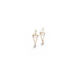 14K Solid Yellow Gold Chain Dangling CZ Earrings