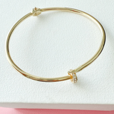14K Solid Gold Adjustable Fancy Bangle