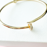 14K Solid Gold Adjustable Fancy Bangle