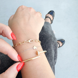 14K Solid Gold Adjustable Fancy Bangle