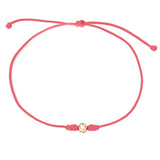 14K Solid Yellow Gold Bezel Diamond Cord Bracelet