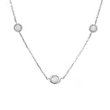 14K Solid Gold Three Bezel Set Diamond Necklace