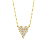 14K Solid Gold Diamonds V Small Heart Necklace