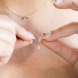 14K Solid Gold Mini Diamond Bezel Necklace