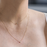 14K Solid Gold Mini Diamond Bezel Necklace