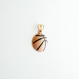 14K Solid Yellow and Rose Gold Basketball Charm Pendant
