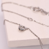 14K Solid Gold Diamond Bezel Necklace