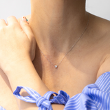 14K Solid Gold Diamond Bezel Necklace