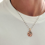 14K Solid Yellow and Rose Gold Basketball Charm Pendant