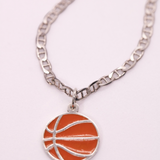 925 Sterling Silver Custom Basketball Enamel Pendant