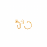 14K Solid Yellow Gold Cuban Link Semi Tube Hoops