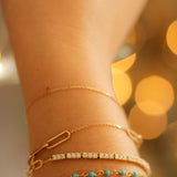 14K Solid Yellow Gold Half Tennis Bracelet & Paperclip Link – Modern Luxury Bracelet