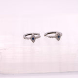 925 Sterling Silver CZ Evil Eye Huggie Hoop Earrings