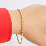 14K Solid Yellow Gold Box Italian Link Bracelet