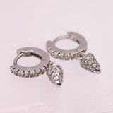 925 Sterling Silver CZ Horn Huggie Hoop Earrings
