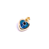 14K Solid Gold Heart Evil Eye Pendant