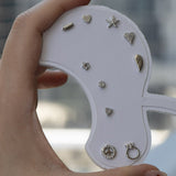 925 Sterling Silver CZ Circle Triangle Stud Earrings