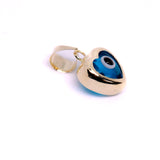 14K Solid Gold Heart Evil Eye Pendant