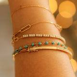 14K Solid Yellow Gold Genuine Stones Bracelet