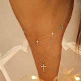 14K Solid Gold Diamond Cross Pendant