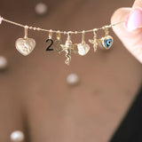 14K Solid Gold Heart Evil Eye Pendant