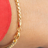 14K Solid Yellow Gold Box Italian Link Bracelet