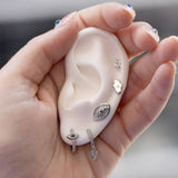 925 Sterling Silver CZ Horn Huggie Hoop Earrings