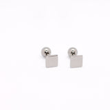 925 Sterling Silver Square Screw Back Earrings
