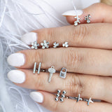 925 Sterling Silver Balls Bar Screw Back Earrings