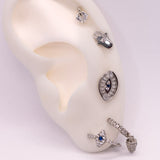 925 Sterling Silver CZ Horn Huggie Hoop Earrings