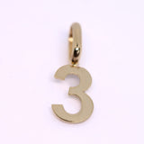 14K Solid Gold Small Number Pendant