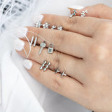 925 Sterling Silver CZ Long Flower Screw Back Earrings