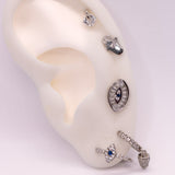 925 Sterling Silver Hamsa Hand Earrings with CZ