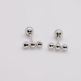 925 Sterling Silver Balls Bar Screw Back Earrings