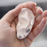 925 Sterling Silver CZ Evil Eye Huggie Hoop Earrings