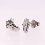 925 Sterling Silver Hamsa Hand Earrings with CZ