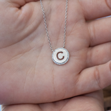 925 Sterling Silver Cubic Zirconia Initial  Necklace