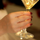 14K Solid Yellow Gold CZ Chain Ring