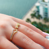 14K Solid Gold CZ Fancy Ring