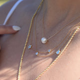 14K Solid Yellow Gold Adjustable Pearl Necklace