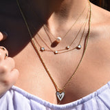 14K Solid Yellow Gold Adjustable Pearl Necklace