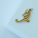 14K Solid Yellow Gold Seahorse Charm