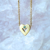 14K Solid Yellow Gold Custom Heart Birthstone Necklace – Personalized Jewelry