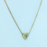 14K Solid Yellow Gold Custom Heart Birthstone Necklace – Personalized Jewelry