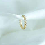 14K Solid Yellow Gold CZ Bezel Ear Cuff