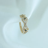 14K Solid Yellow Gold CZ Evil Eye Ear Cuff