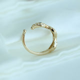 14K Solid Yellow Gold CZ Evil Eye Ear Cuff