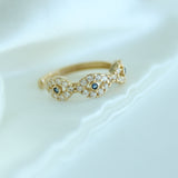 14K Solid Yellow Gold CZ Evil Eye Ear Cuff