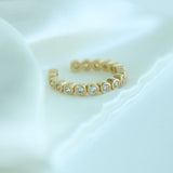 14K Solid Yellow Gold CZ Bezel Ear Cuff