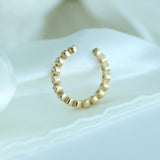 14K Solid Yellow Gold CZ Bezel Ear Cuff